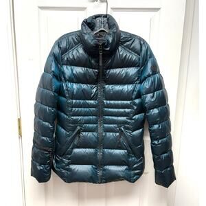 Andrew Marc Dark Green Puffer Jacket, Parka Length, Down Filled, Women's Size S
